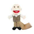 Close-up detail of the plush grandpa hand puppet featuring classic outfit and soft fabric. - Full-Body Open-Mouth White Grandfather Hand Puppet