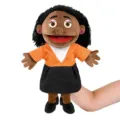 Plush family hand puppet toy for kids storytelling kindergarten role play interactive doll. - Full-Body Open-Mouth Black Mother Hand Puppet