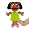 Plush hand puppet for kids interactive play soft doll toy ethnic girl design educational toy 1pc - Full-Body Open-Mouth Black Girl Hand Puppet