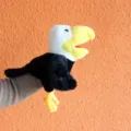 Plush eagle hand puppet interactive toy with movable mouth for kids storytelling and fun play. - Eagle