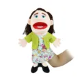 Family hand puppet plush toy woman character for parent-child interaction storytelling play. - Full-Body Open-Mouth White Mother Hand Puppet