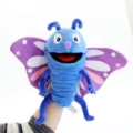 Marionetta a mano in peluche farfalla blu, morbido giocattolo bocca mobile bambini. - Farfalla