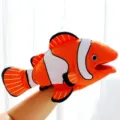 Cute clownfish plush hand puppet toy with movable mouth for kids interactive storytelling show. - Clownfish Hand Puppet