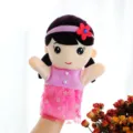 Puppazzo a mano in peluche di cartone animato bambina con vestito rosa variante SKU - Pupazzo a Mano da Ragazza dei Cartoni Animati / Lunghezza circa 25cm