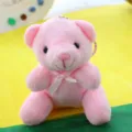 Delizioso portachiavi in peluche orsetto rosa morbido ciondolo borsa bambola regalo. - Altezza Seduta 10cm / Rosa