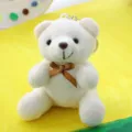 Simpatico portachiavi orsetto di peluche bianco 10cm, bambola animale morbida regalo. - Altezza Seduta 10cm / Bianco