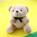 Mini peluche orsetto di peluche da 10 cm con ciondolo fiocco marrone bambola morbida regalo - Altezza Seduta 10cm / Marrone chiaro