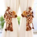 Simpatico fermatenda in peluche giraffa, morbida bambola animale decorazione per bambini - Giraffa / 25cm (Paio)