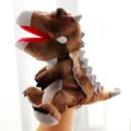 Bruine dinosaurus pluche handpop speelgoed interactieve zachte dierenpop voor kinderverhalen. - Ankylosaurus