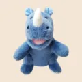 Simpatico peluche marionetta a mano rinoceronte blu morbido giocattolo imbottito per bambini gioco. - Burattino a Mano Rinoceronte Seduto