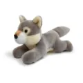 Grauer Wolf Plüschtier Detailaufnahme, weiches Kuscheltier Figuren für Tischdekoration. - Weicher Liegender Grauer Wolf Plüschtier / Länge ca. 20cm