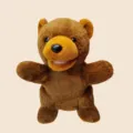 Peluche marionetta a mano animale orso marrone con bocca aperta per gioco di bambini. - Burattino a Mano Orso Bruno Seduto