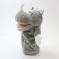 Puppazzo di mano in peluche di rinoceronte grigio giocattolo interattivo con bocca mobile. - Burattino - Rinoceronte / Bocca Mobile / 24cm