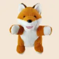 Marionetta a mano in peluche volpe arancione, variante bambola animale morbida per bambini gioco. - Burattino a Mano Volpe Seduta