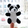 Cute panda finger puppet plush toy for kids storytelling, soft animal doll party prop. - Panda