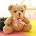 Simpatico orsetto di peluche portachiavi, morbido animale imbottito ciondolo borsa. - Portachiavi / Marrone chiaro