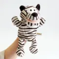 Burattino a mano di peluche con gambe lunghe e bocca mobile per giochi interattivi. - Bocca Mobile / Tigre Bianca