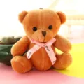 Portachiavi orsetto di peluche carino con fiocco, ciondolo borsa animale morbido per ragazze zaini. - Portachiavi / Marrone scuro