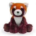 Vista dettagliata del peluche di panda rosso seduto, morbido animale selvaggio giocattolo. - Bambola di Peluche Panda Rosso Seduto / Altezza Seduta Circa 22cm