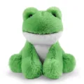 Gros plan sur une adorable peluche grenouille verte, tissu doux et moelleux, grands yeux mignons. - Poupée en Peluche Grenouille Assise / Hauteur Assise Environ 22cm