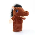 Pupazzo a mano cavallo in peluche marrone giocattolo interattivo per bambini con bocca mobile - Burattino a Mano di Cavallo / 24cm / Marrone