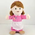 Simpatico burattino di peluche a mano vestito rosa capelli ricci gioco di ruolo educativo bambola - Mamma