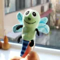 Cute insect plush finger puppet, soft green body and blue wings toy for kids early education. - Dragonfly Finger Puppet