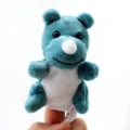 Cute blue animal plush finger puppet toy for kids storytelling interactive play fun interactive show. - Rhino