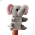 Cute plush elephant finger puppet for kids storytelling and interactive play, soft grey toy. - Elephant