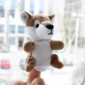 Cute plush animal finger puppet toy, brown and white dog variant for kids story. - Wolf