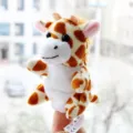Cute giraffe plush finger puppet toy for kids storytelling, soft animal doll for interactive play. - Giraffe
