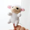 Cute white lamb plush finger puppet toy, soft interactive animal doll for kids storytelling. - Sheep