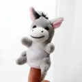 Cute grey donkey finger puppet plush toy for kids storytelling animal interactive toy doll - Donkey