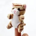 Cute tiger plush finger puppet toy for kids storytelling and interactive animal performance. - Cat