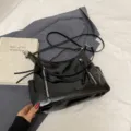 Eenvoudige zwarte retro schoudertas grote capaciteit zachte veelzijdige crossbody tas - Zonder hanger / Zwart