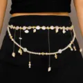 Bohemian pearl shell waist chain belly body jewelry for women summer beach dress accessory - Conch Shell Pearl Style (6489)