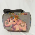 Borsa a tracolla in tela ricamata con elefante etnico, grande capacità casual. - Stile 66-Beige Elefante Ricamo Floreale / Grande 45x40x12cm