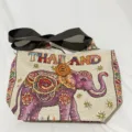 Borsa shopper in tela stile etnico, design di elefante ricamato con tracolla regolabile. - Stile 67-Bianco Ricamo Elefante / Grande 45x40x12cm