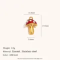 18K Gold Stainless Steel Enamel Mushroom Pendant Cute Jewelry Accessory Gift for Women - Enamel Mushroom Pendant - Gold - Red