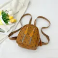 Chique kleine bruine lederen rugzak voor dames, leuke berenprint casual lichtgewicht tas. - Bruin