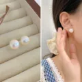 Elegante S925 Silber Perlen Ohrstecker mit irisierendem Glanz, Vintage Retro Schmuck. - Japan Rosa 12mm