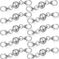 Silver ball magnetic clasp with lobster clasps for DIY jewelry necklace bracelet. - 6mm / White K/Silver