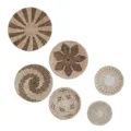 Set di 6 cesti da parete in erba marina naturale piatti decorativi boho per la casa - Paglia Tessuta Nero e Bianco Stile A Set di 6 Pezzi / Bianco e nero