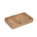 Plateau de rangement carré en rotin naturel tressé à la main pour décoration de maison - Ensemble de 3 Pièces de Plateau à Thé