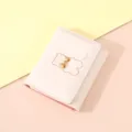Roze korte vrouwen portemonnee schattige beren strik drievoudige PU lederen tas - Broken Wit