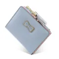 Short women wallet blue pink PU leather tassel purse cute fashion small coin card holder zip pocket - Blue