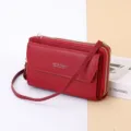 Sac à bandoulière rouge pour femme avec double fermeture éclair, porte-feuille variante. - Rouge