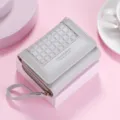 Women short wallet fashion compact grid flap PU leather coin purse card holder grey. - Gray