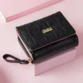 Women's short wallet fashion multi-card slot zipper coin purse versatile black purse - Black