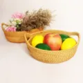 Panier de fruits en rotin tressé à la main bol de rangement pour collations maison - Corbeille de Fruits Trésor Ensemble de 2 Pièces